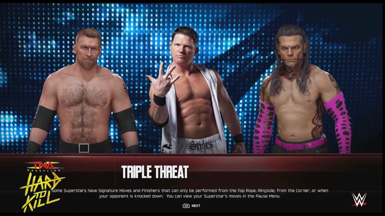 WWE 2K25 CHRISTIAN VS AJ STYLES VS JEFF HARDY