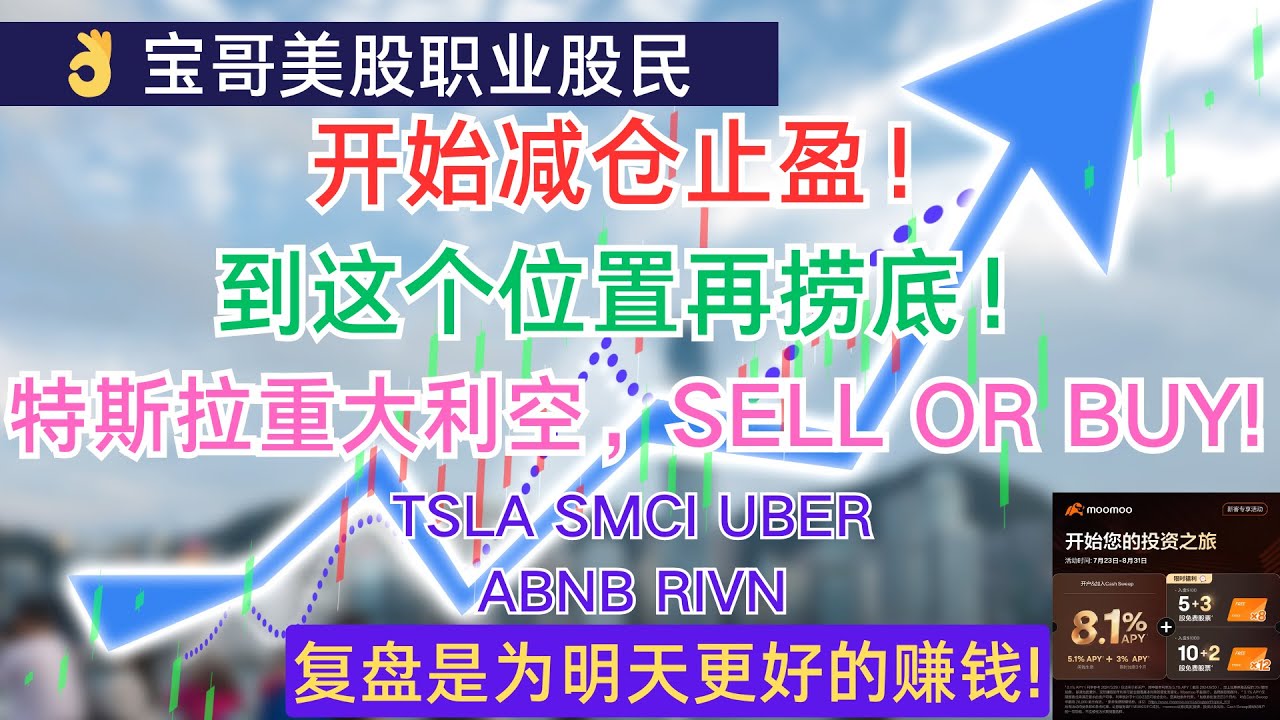 开始减仓止盈！美股到这个位置再捞底！特斯拉重大利空，SELL OR BUY! TSLA SMCI UBER ABNB RIVN! 08062025