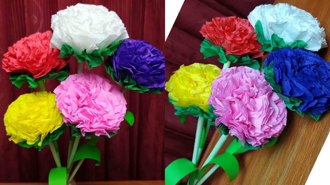 DIY Bunga dari Kertas Krep  Flowers Stick YouTube