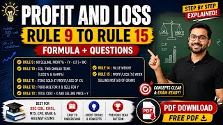 Profit and Loss Rules 9 to 15 | Full Concept Explained | SSC | PDF Included