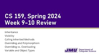 CS159 Week 9-10 Review