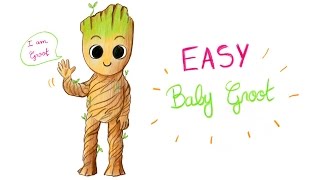 easy groot draw galaxy drawings guardians way