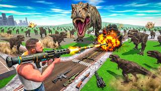 1 Franklin Rocket Launcher vs 10000000 Dinosaurs in Indian Bike Driving 3D