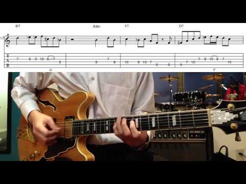 【Tab譜】ジャズギターレッスン Fブルース(F Blues)アドリブソロ練習