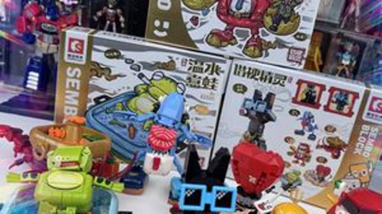 森宝谐梗精灵积木，戴大金币项链的旺财，被温水煮开的火锅青蛙 森宝谐梗精灵积木，戴大金币项链的旺财，被温水煮开的火锅青蛙#森宝积木 #拼装玩具 #新奇玩具 #奇葩玩具