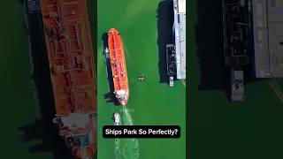 How Do Massive Ships Park So Perfectly? 🚢🤯#Ship #CargoShip #Tugboat #Port