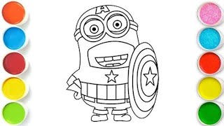 Cute Minion Drawing, Painting and Coloring for Toddlers -Child Art