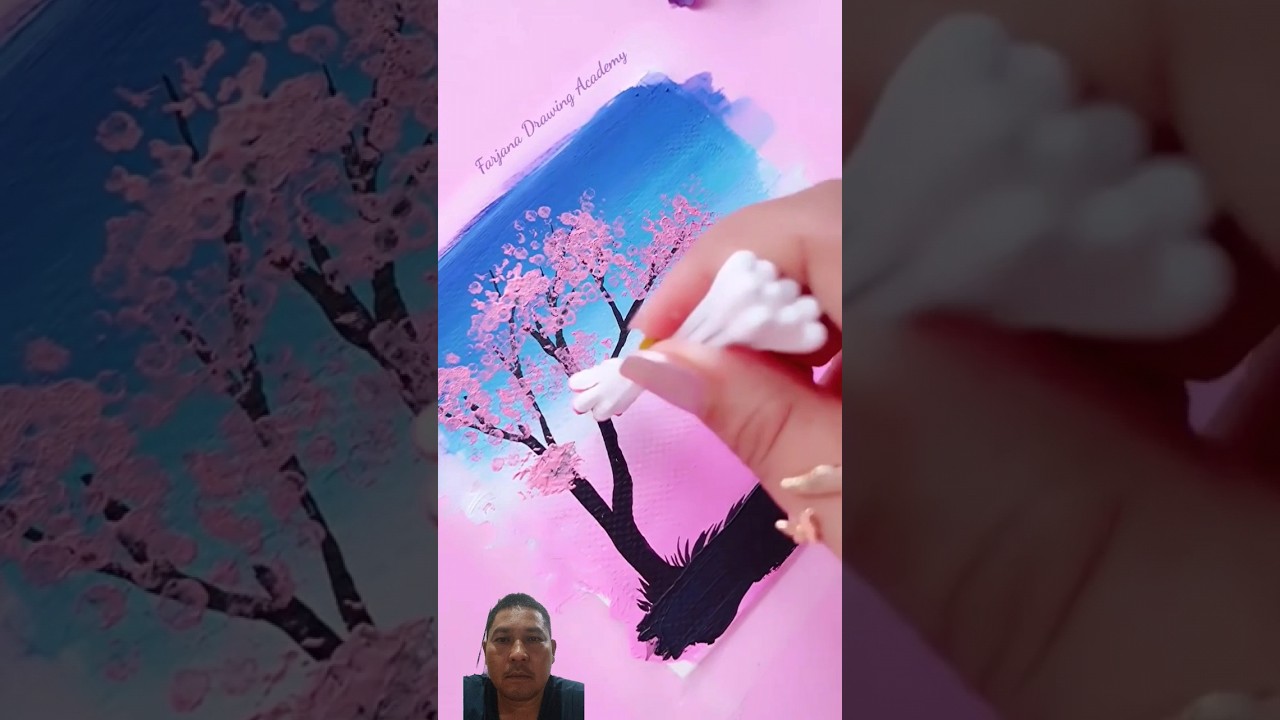 Lukisan Bunga Sakura # #painting #farjanaartacademy #art #easyacrylicpaintingideas #drawing