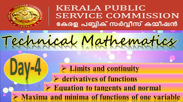 Limits And Continuity | |Differentiation | |Technical Mathematics | |Kerala PSC polytechnic lecturer