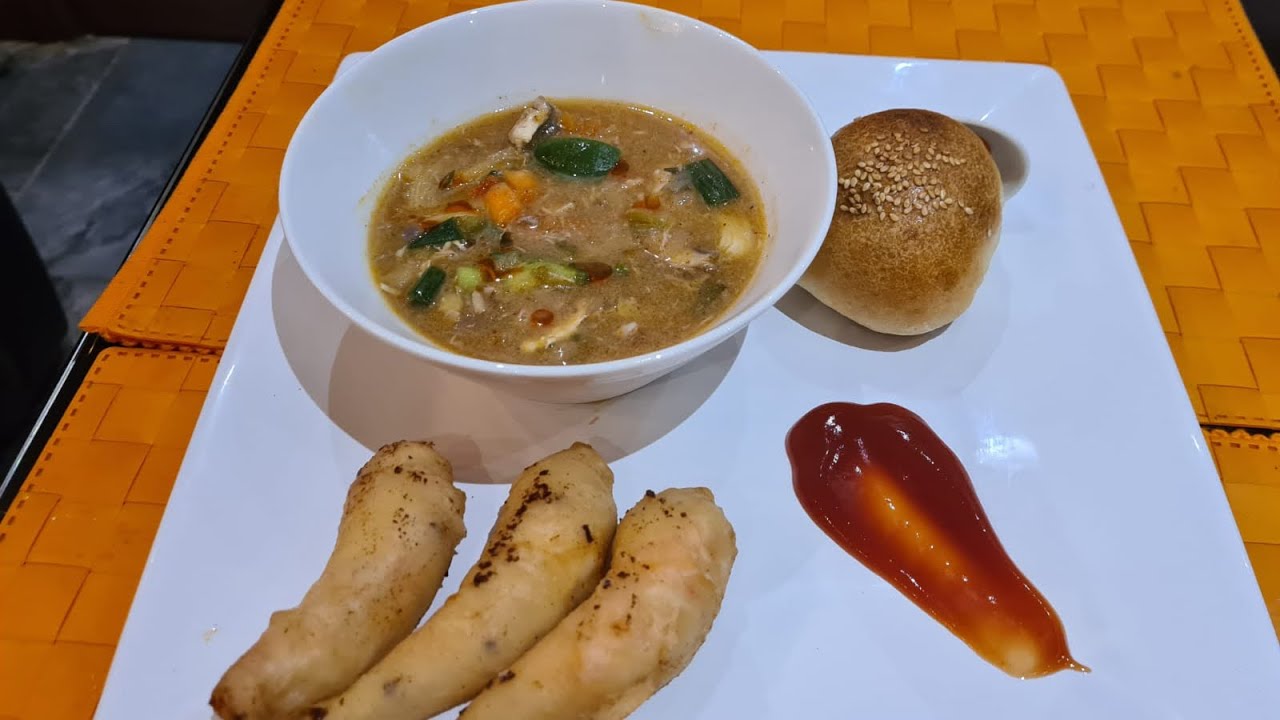 Wrapped prawns with dinner rolls and hot and sour soup - YouTube