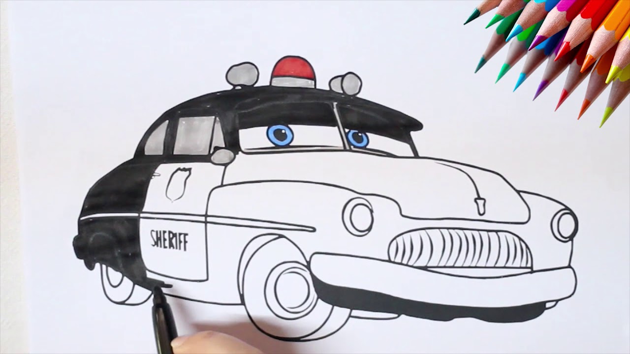 Download Coloring SHERIFF Drawing from CARS - Fun Sketch with BOOM ...