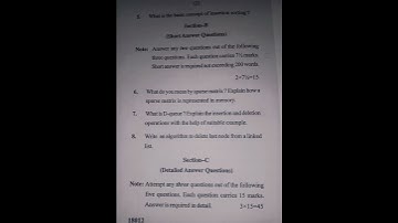 Previous year question paper BCA Sem 3 Data Structure using C and C++2019