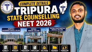 Tripura State Counselling NEET 2026 🔥 All Details l Registration Fee 😱 Security deposit l Documents