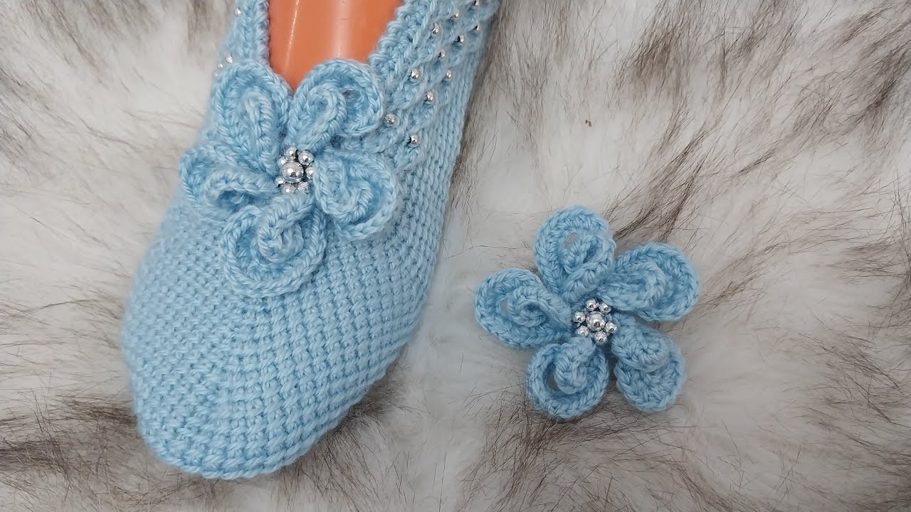 Patik Çiçeği/Patik Süsü/Örgü Çiçek Yapılışı