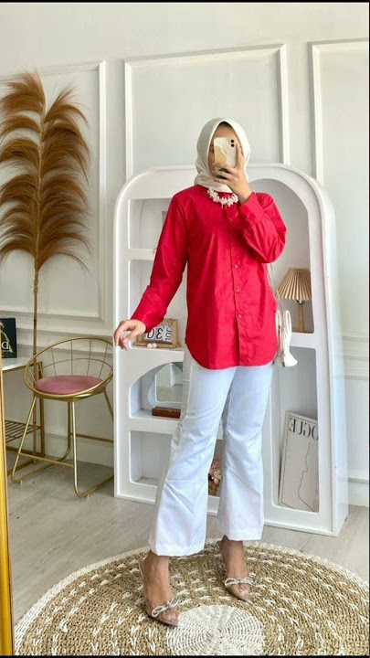REKOMENDASI OOTD HIJAB WARNA MERAH PUTIH #17agustus #kemerdekaan #shorts