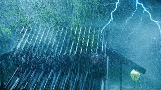 Fall Asleep Fast on Stormy Night | Strong Rain on Metal Roof & Intense Thunder | Rain Sleep Sounds