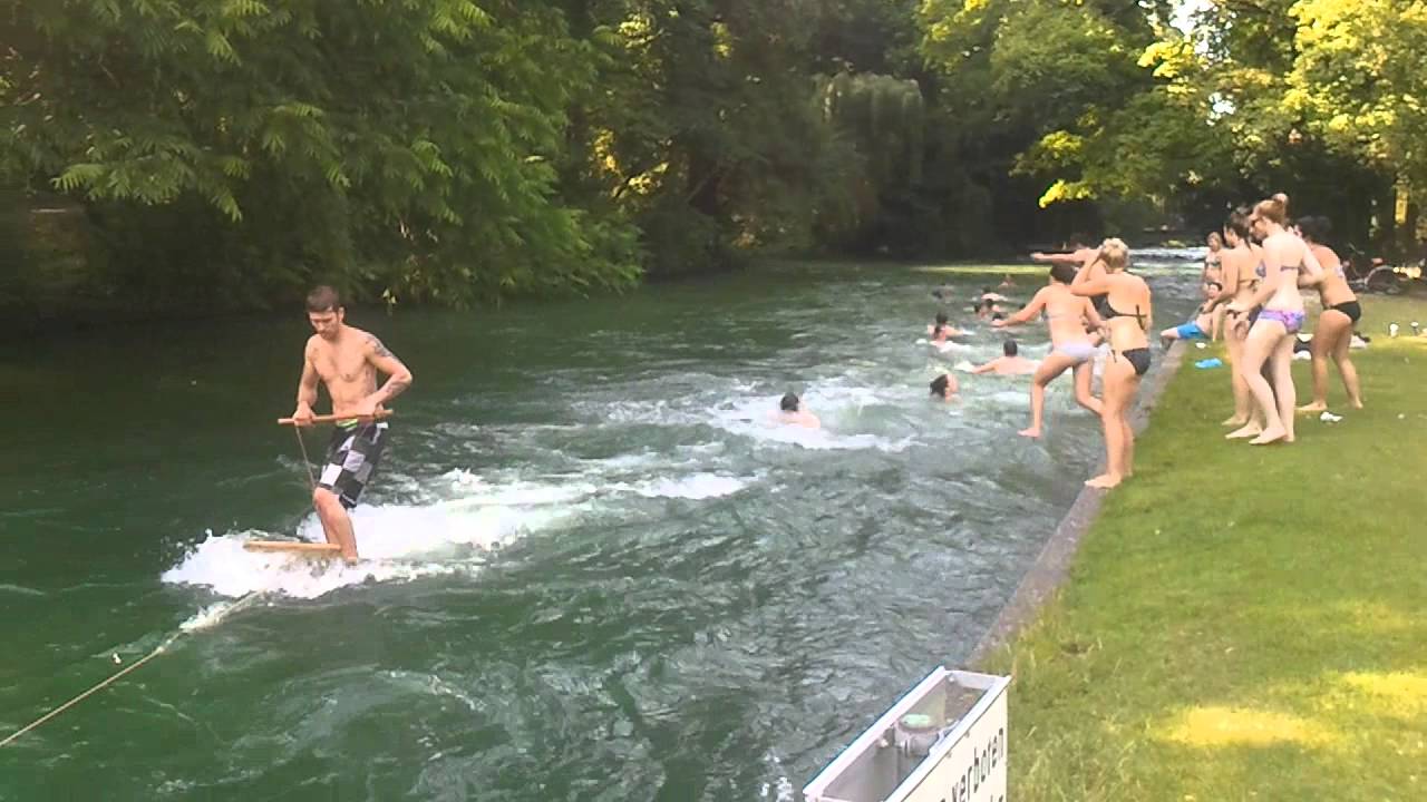 Munich Eisbach Swimming vorbiden! YouTube