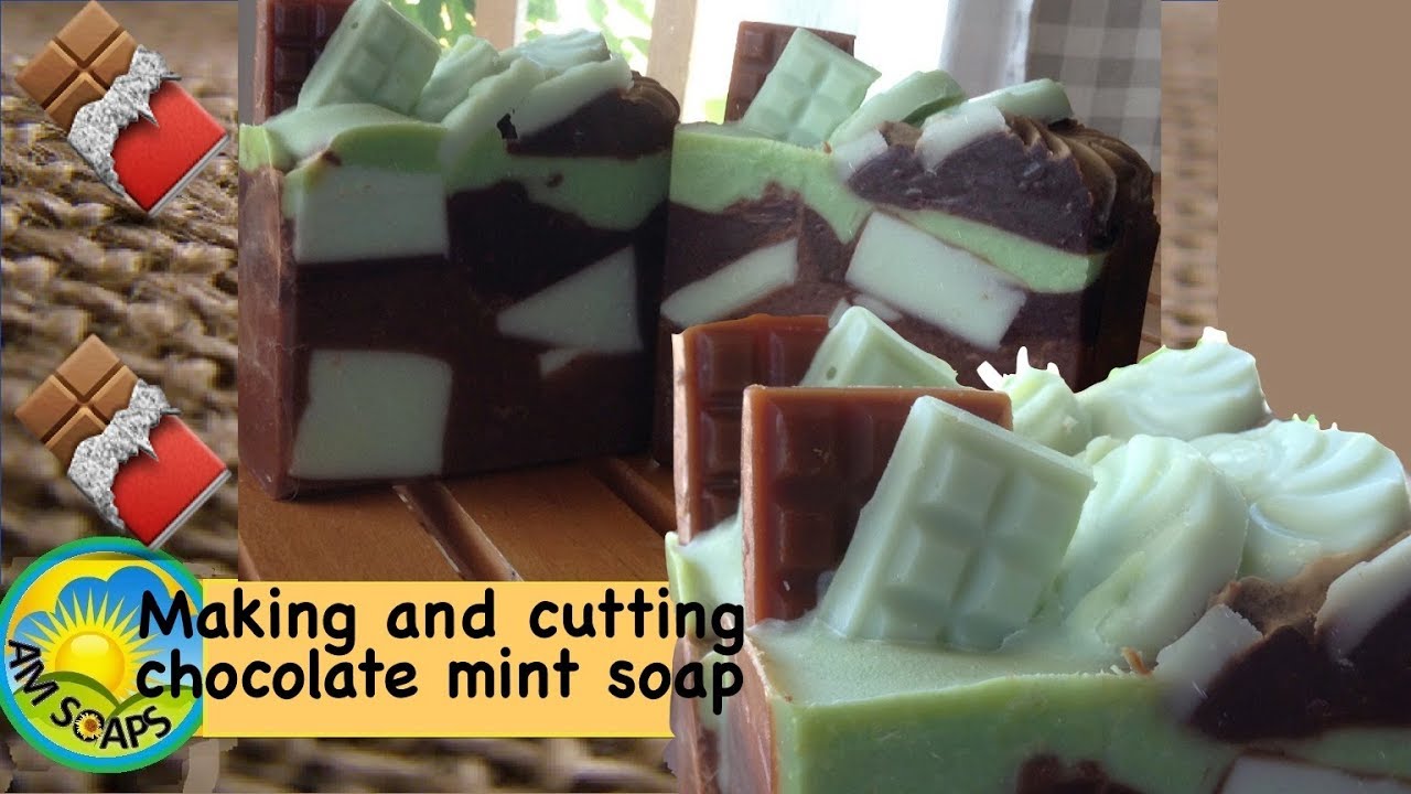 Making and cutting chocolate mint soap 🍫 YouTube
