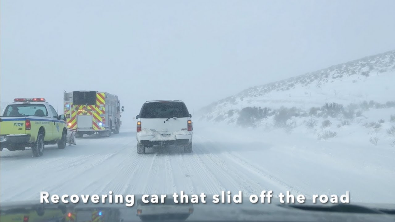 Driving in a Snow Storm California/Nevada (Roads Closed) Road