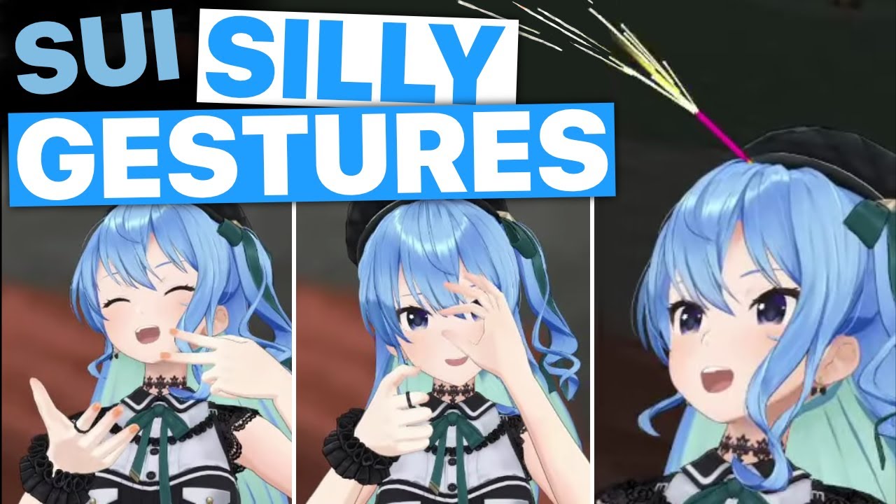 Suisei Does Silly Gestures With Her 3D Model (Hoshimachi Suisei
