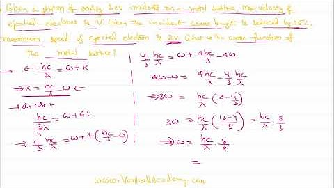 Photo Electric Effect Problem Finding Work Function Basing on Photon Energy for JEE and NEET