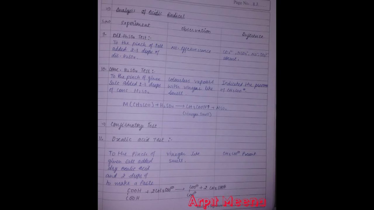 class 11/12 salt analysis Lead Acetate (CH3COO)2Pb.Chemistry Arpit