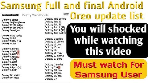 Samaung phone New Android Oreo update list
