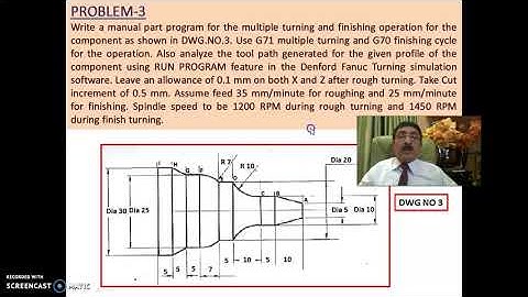 CNC MANUAL PART PROGRAMMING-LATHE-DEMO-DENFORD FANUC TURNING SIMULATION SOFTWARE-PROBLEM-3-SESSION-1