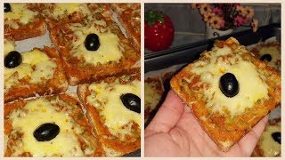 بيتزا هااايلة و بنييينة  بخبز التوست  ما تسحقيش كامل العجينة / Pizza très facile au pain de mie