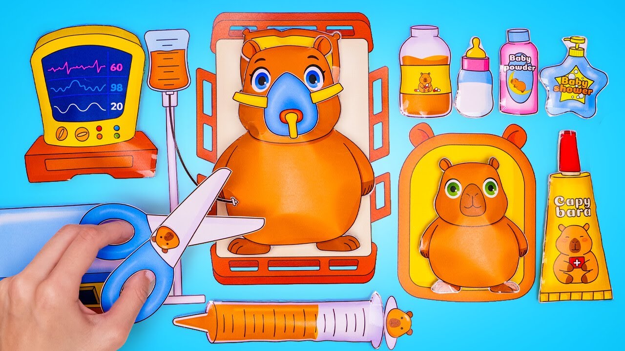 Brinquedo de Papel Faça Você Mesmo Filhote de Capivara ✂️🐹 Artesanato Divertido e Fácil