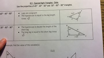 Geometry - 8.3 Special Right Triangles