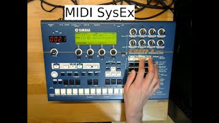 Yamaha Rm1x as standalone MIDI data filer. Send/receive sysex data dumps to/from external hardware.