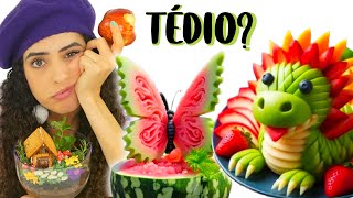 ARTE (COMESTÍVEL) PRA FAZER NO TÉDIO!  Pintei com fruta! Terrário comestível! Paula Stephania