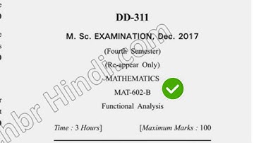 Dec 2017 Dcrust MSc Mathematics 4th Sem Reappear Functional Analysis Question Paper