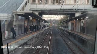 玉水→青谷 21.12.09 JR奈良線(区間快速) JR西日本221系 奈良線複線化工事完了区間・山城青谷駅橋上化工事 4k前面展望