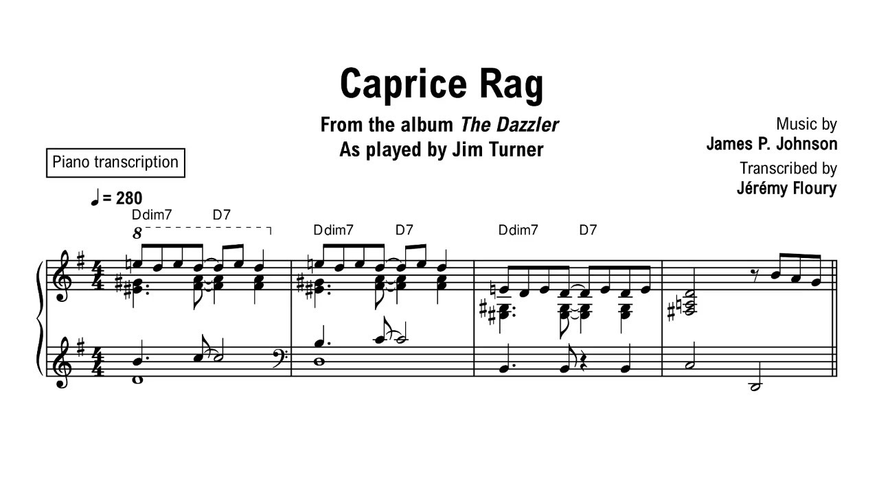 Caprice Rag - James P. Johnson - Piano transcription (sheet music ...