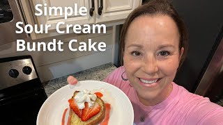 Shortcut Simple Sour Cream Bundt Cake made with a cake mix | Easy dessert recipe