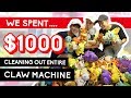 SPENT $1000 CLEANING OUT ENTIRE CLAW MACHINE ft. BONGQIUQIU 😱 花了$1000清空娃娃机