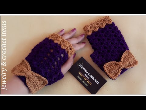 Easy crochet shell fingerless gloves tutorial ????