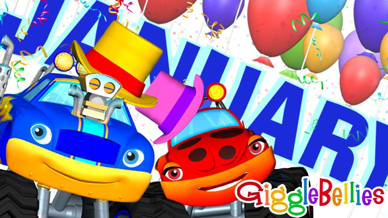 Monster Trucks For Children | Learn Months of Year & Days of Week | GiggleBellies