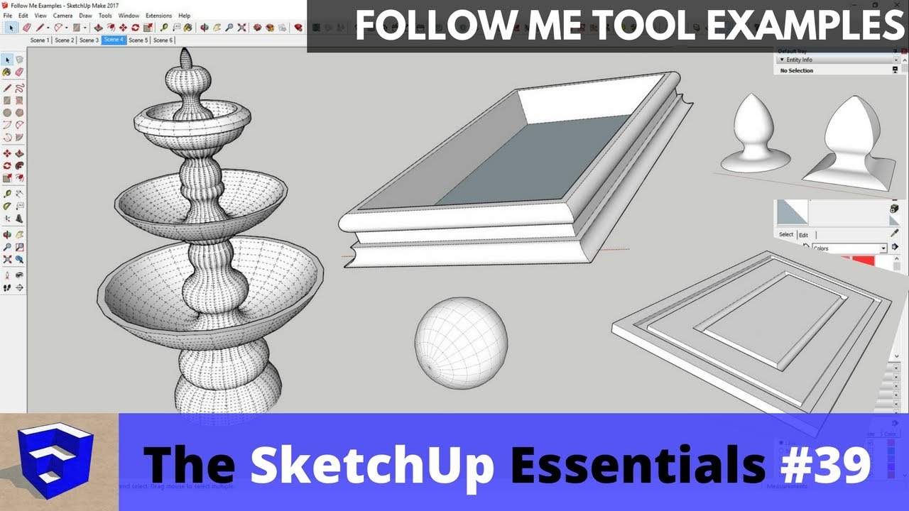 Follow Me Tool Examples In Sketchup The Sketchup Essentials 39 Youtube