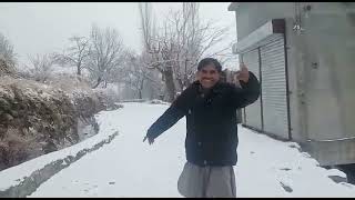 Sultan baig,enjoying snow falling at home 🏡 Hunza Karimabad