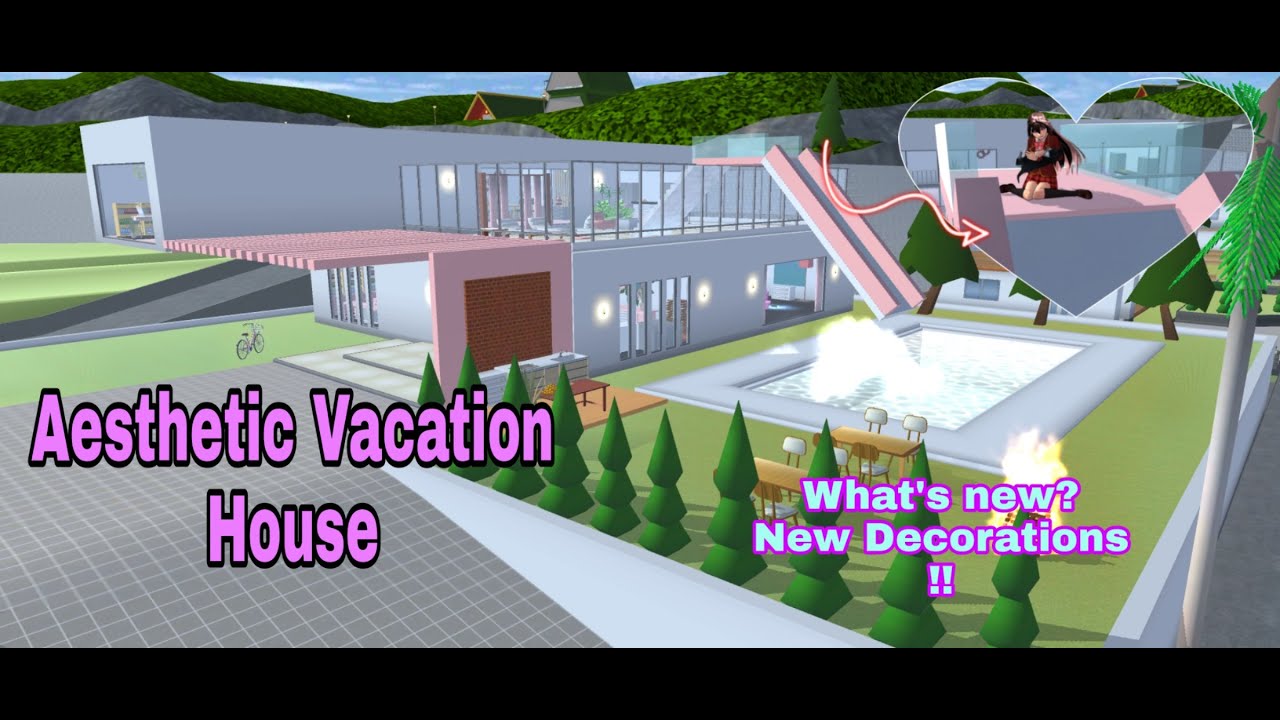 Modern pink house. - Sakura School Simulator Myanmar