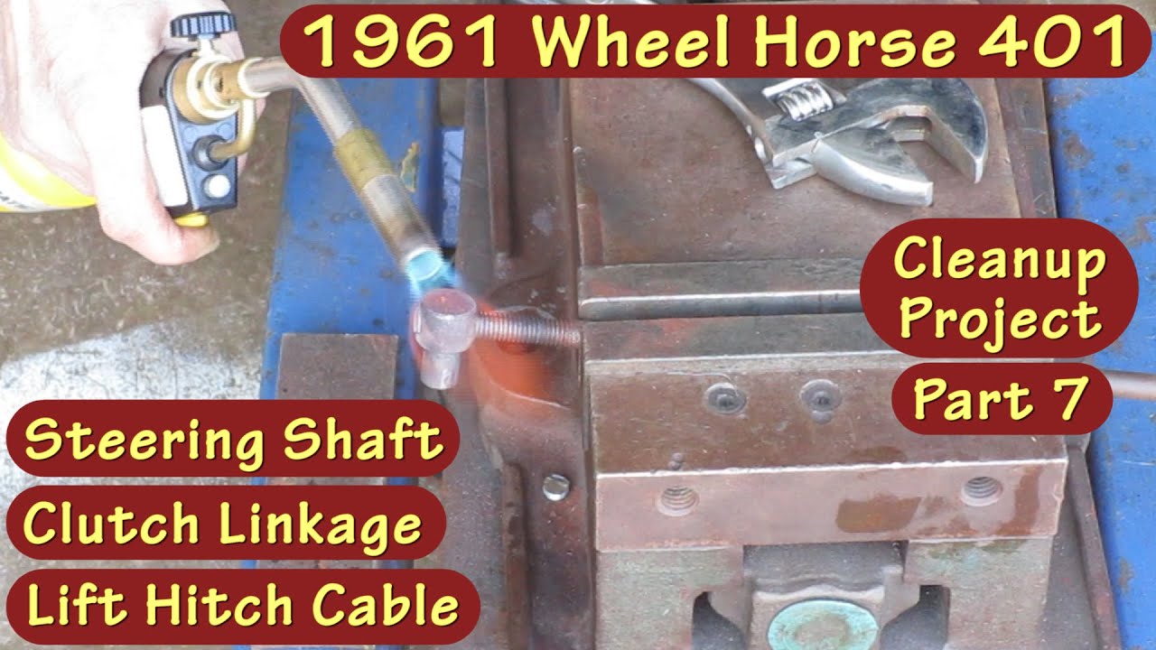 Wheel Horse Model 401 Cleanup #7, Steering parts, Clutch linkage, Lift Hitch Cable