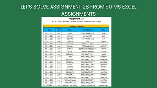 Assignment 28 - Let’s solve Assignment 28 from 50 ms excel assignments Net Worth