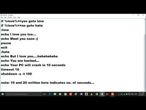 Create I Love You Virus using Notepad