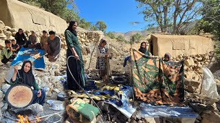 DescriptionNomadic Life: Preparing for Nomadic Migration |Washing Nomadic Blankets Before Traveling🏞