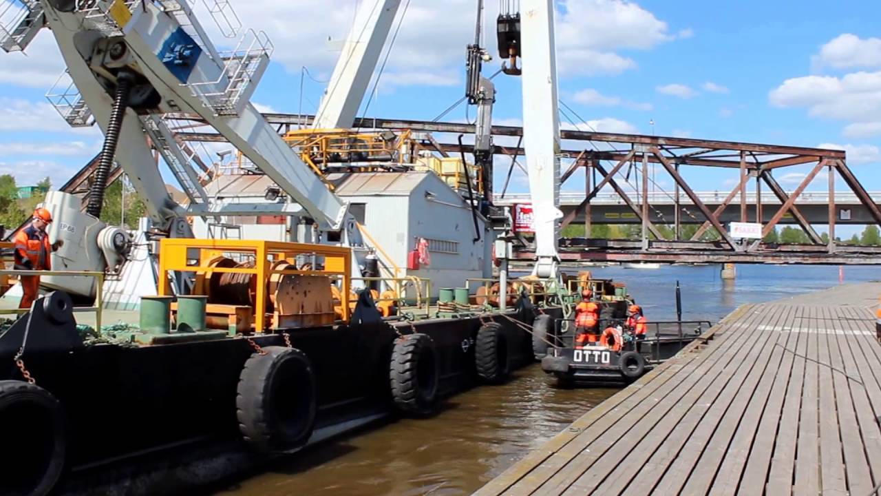 Tervasaasen teräsristikkosillan nosto 20.5.2016, Hamina, Sakki Oy