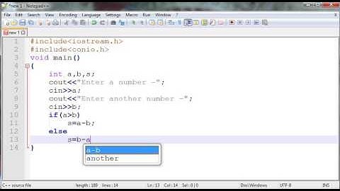 C++ program to input two numbers and print their difference
