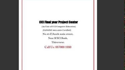 CCI Thiruvarur Computer science IEEE Final year Projects Titles in Thiruvarur JAVA Dotnet Android